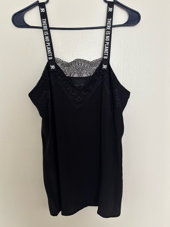 John Richmond Tops - John Richmond Black 100% silk Lace-Trim Cami Top with Branded Straps
